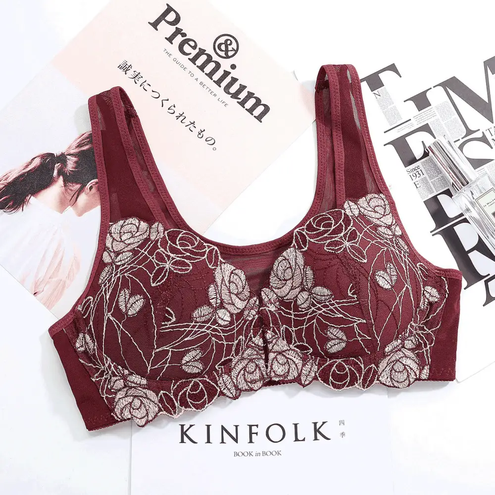 Floral Front-Buckle Bra