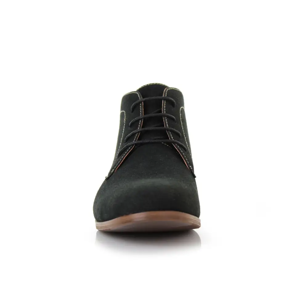 Polished Faux-Suede Suede Faux-Leather Chukka Boots