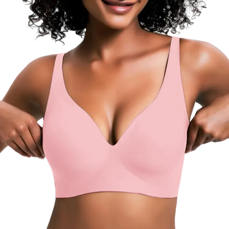 Women's Jelly Wireless Womens Comfortable Wireless Bras Push Up Bralettes Seamless Tshirts Bras Deep V Everyday Bras