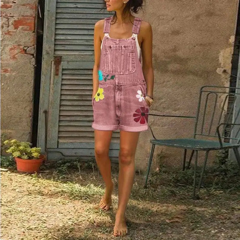 Women' Printed Slim Fit Bib Shorts