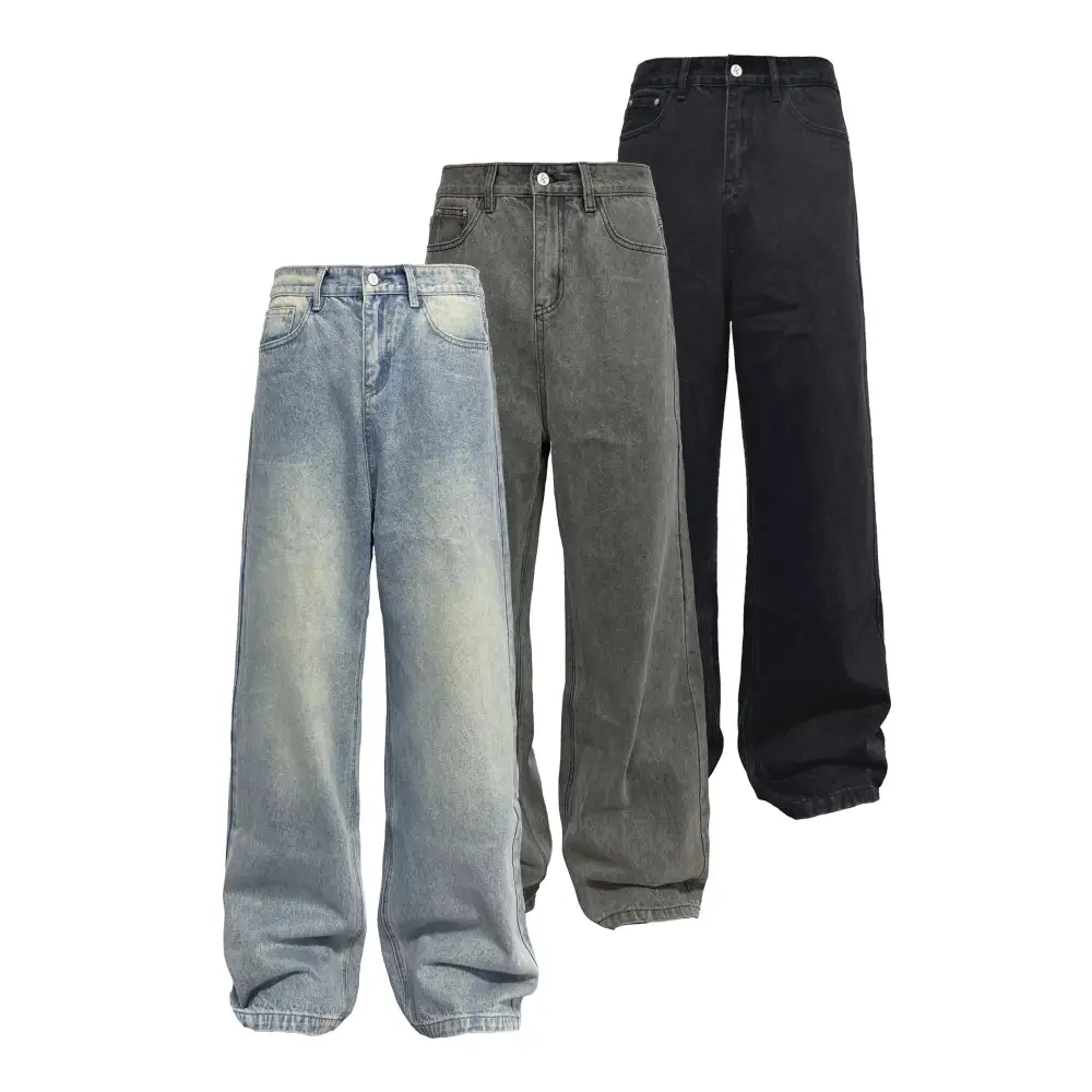 Wide-Leg Classical Wash Jeans