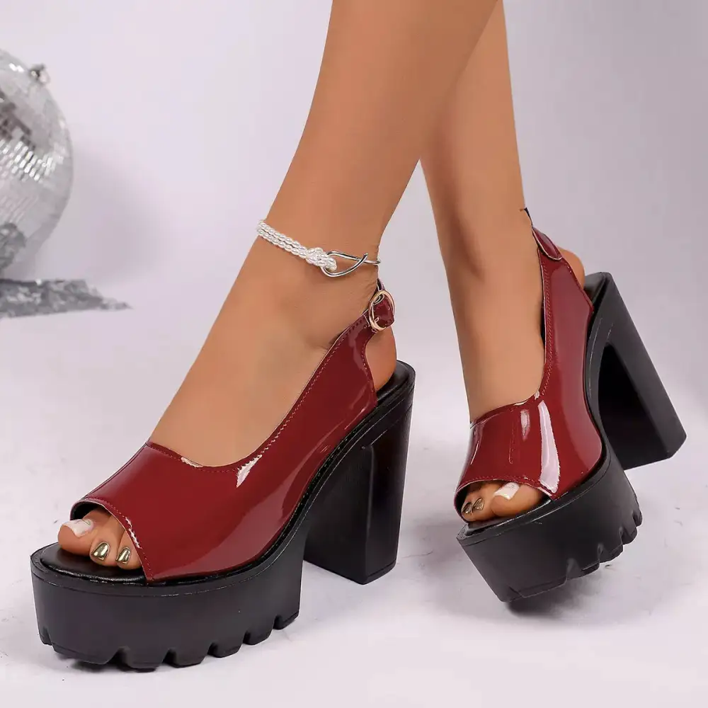 Distinctive Open Toe Block Heel Sandals