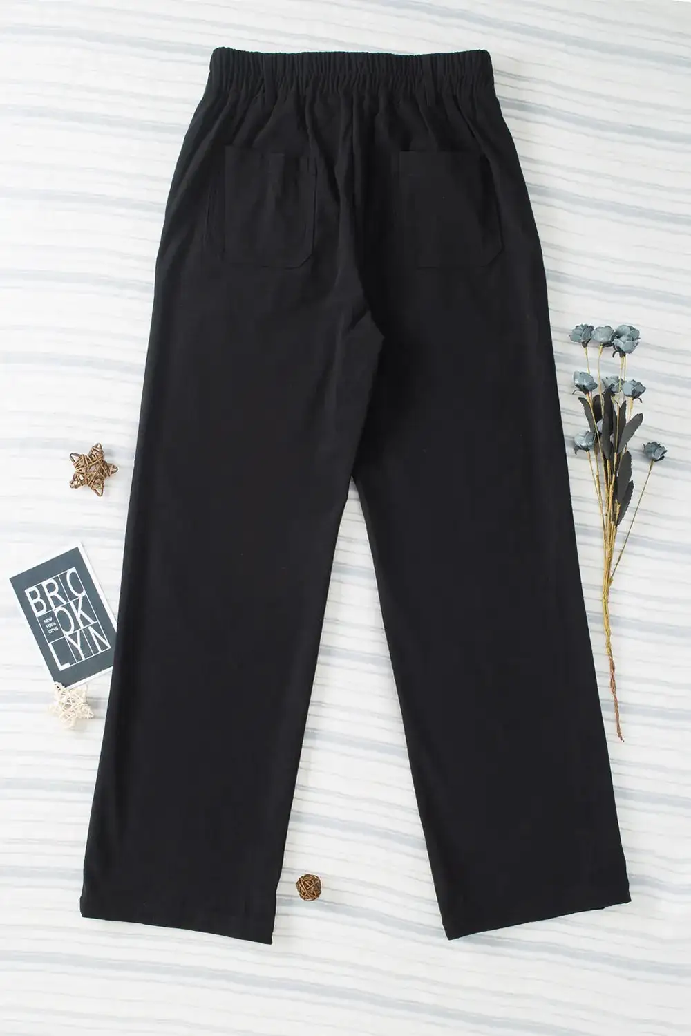 Layered High Waist Straight Leg Pants