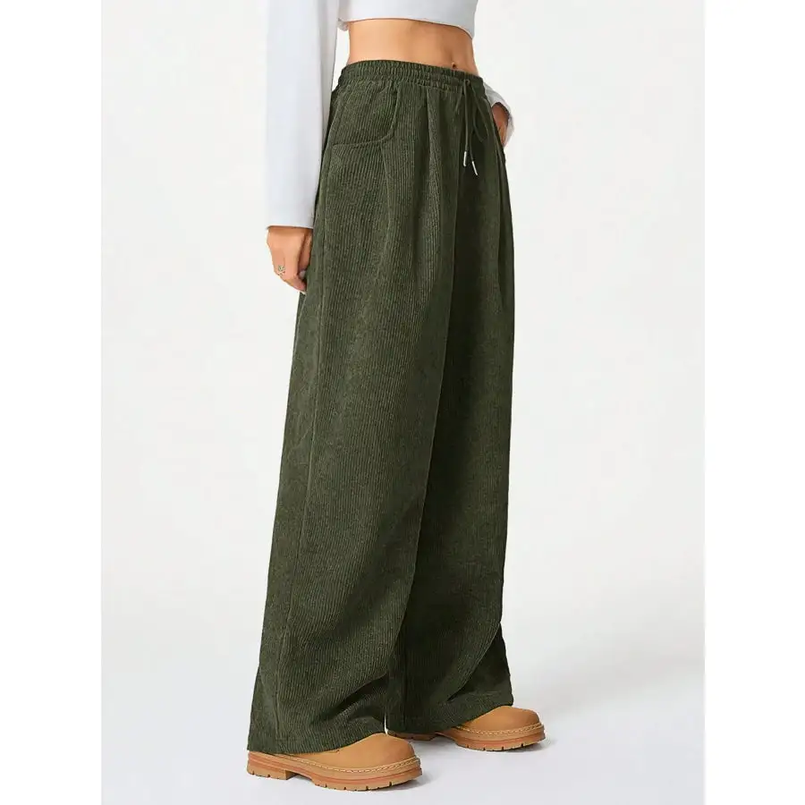 Modern Drawstring Wide Leg Pants