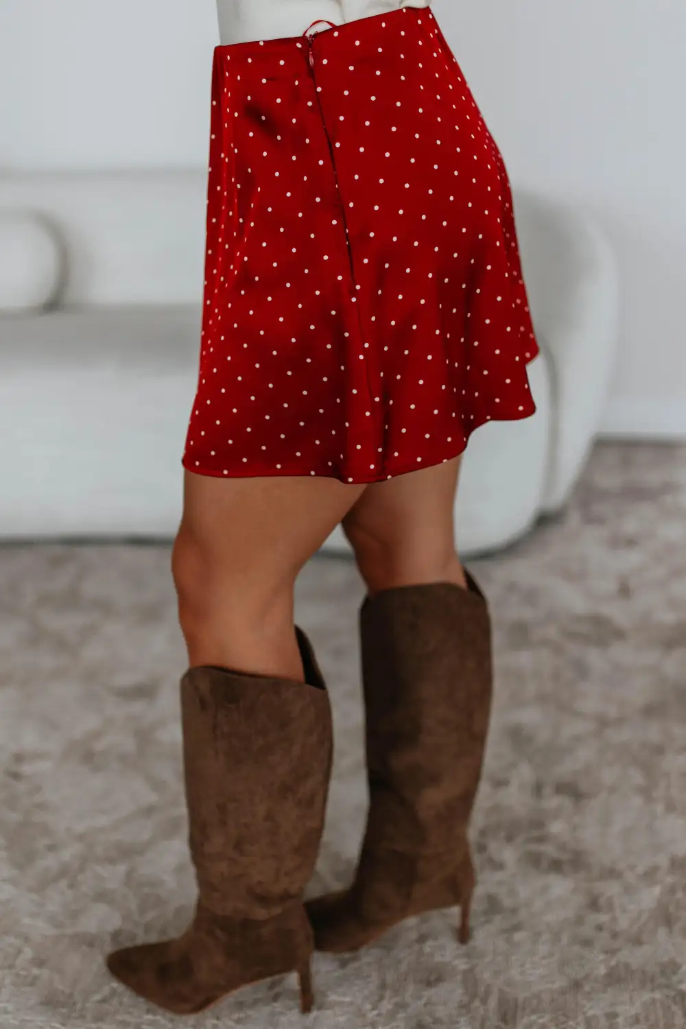 Polka Dot Satin Mini Skirt