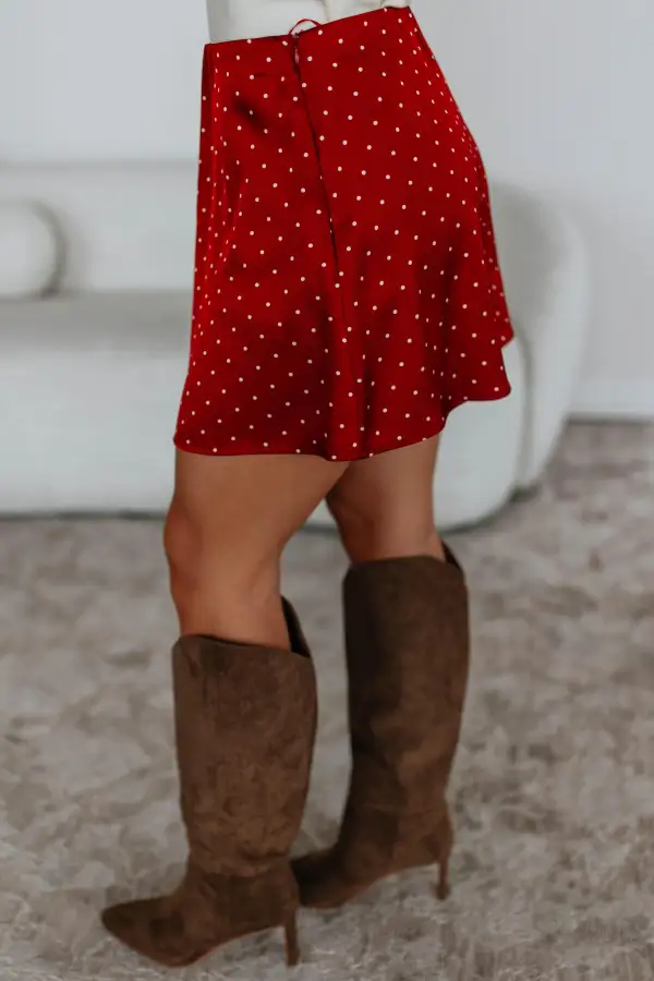 Polka Dot Satin Mini Skirt