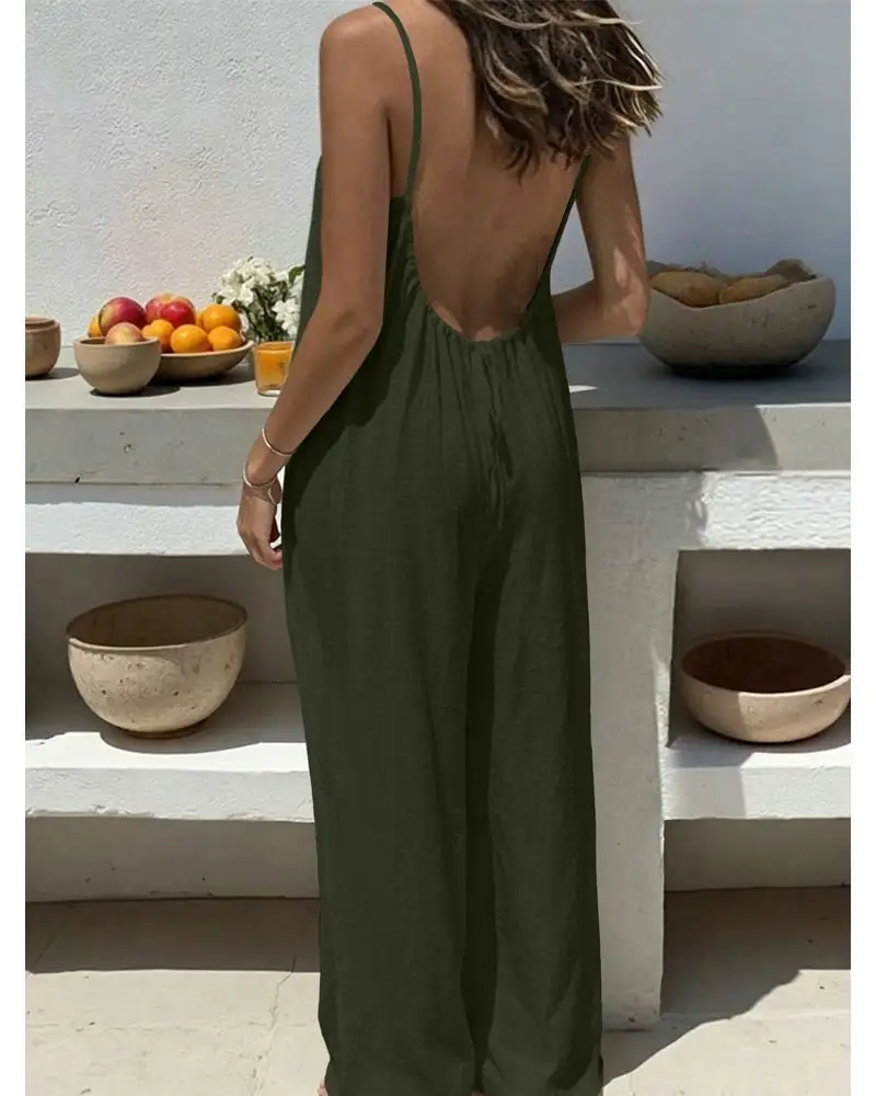 Backless Wide Leg Jumpsuit