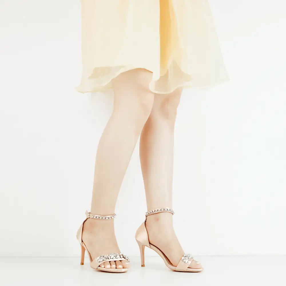 Rhinestone Embellished Ankle Strap Sandals