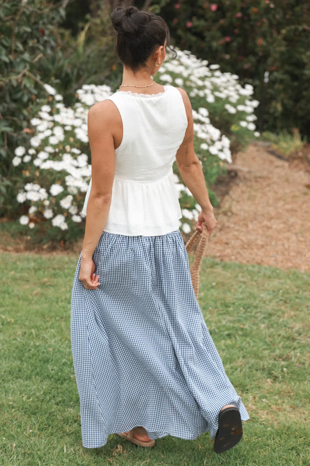 Gingham High Rise A-Line Skirt