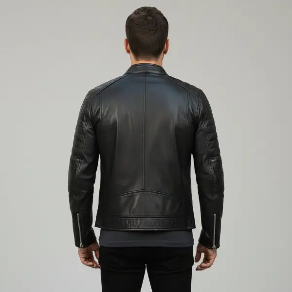 Outdoor Inspired Leather Biker Motorcycle Jacket
