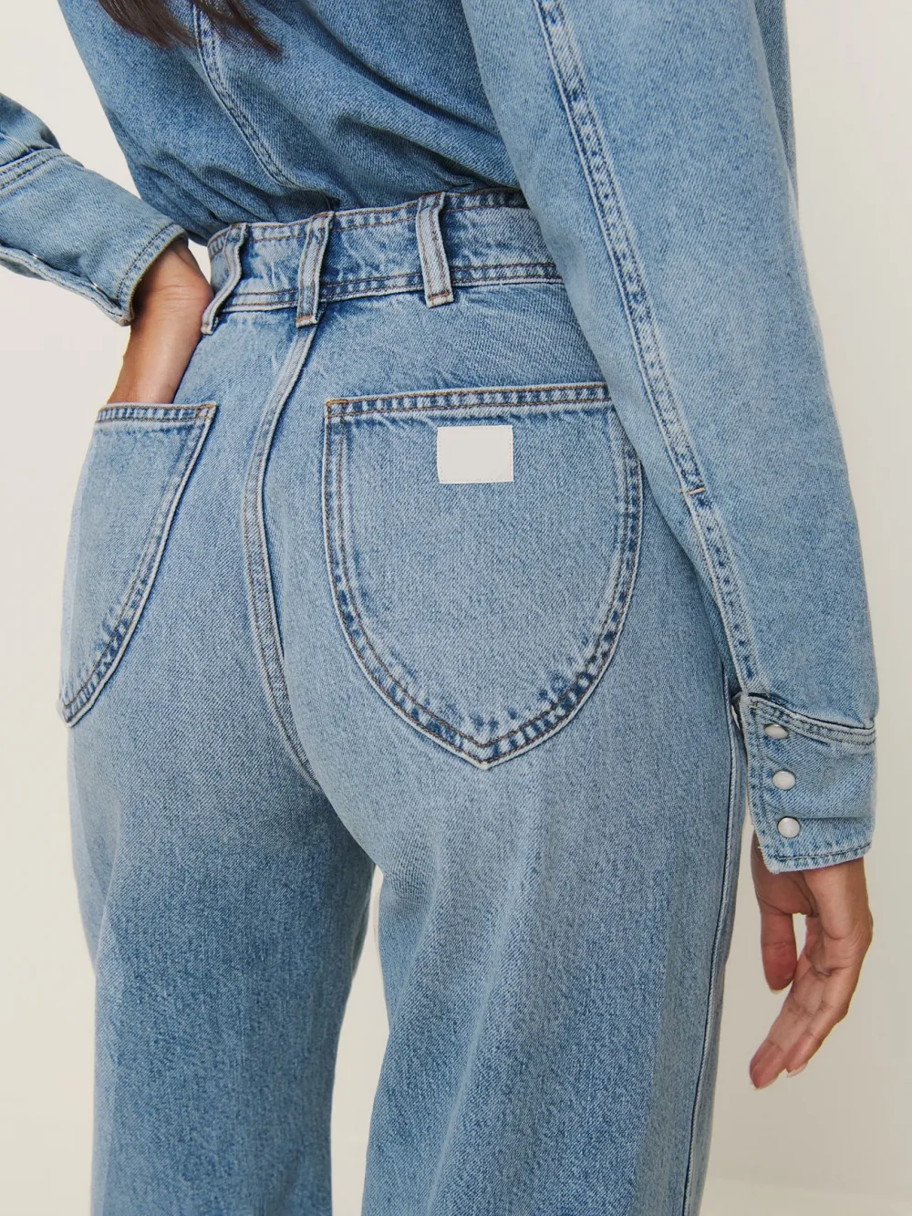 High Waisted Wide Leg Denim Jeans
