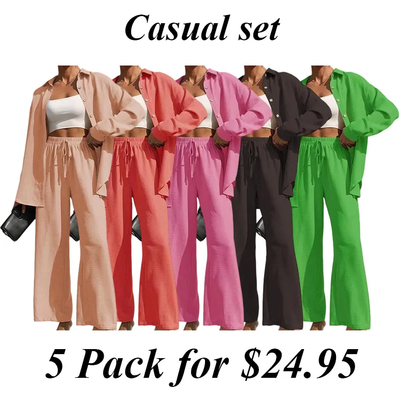 Women'S Top And Pants Set 5PACK