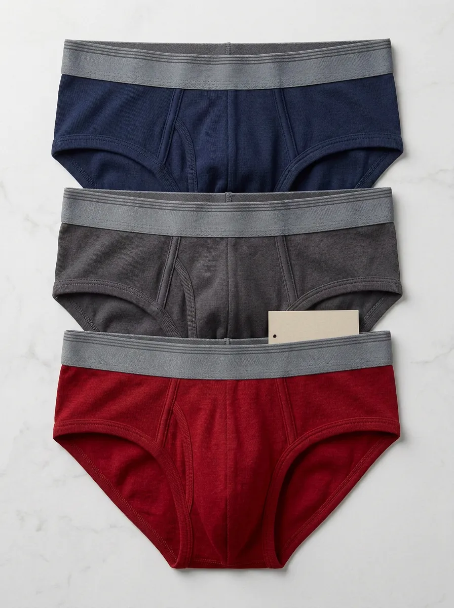 Men's Solid Color Cotton Blend Elastic Waist Briefs