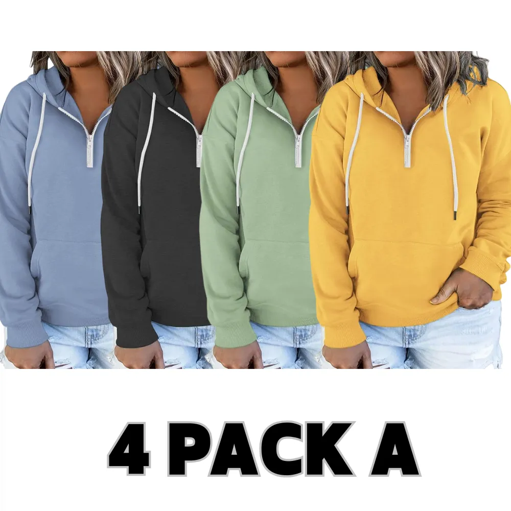 Women's Plus Size Quarter-Zip Hoodie - Lightweight Pullover with Pocket (1X-4X)