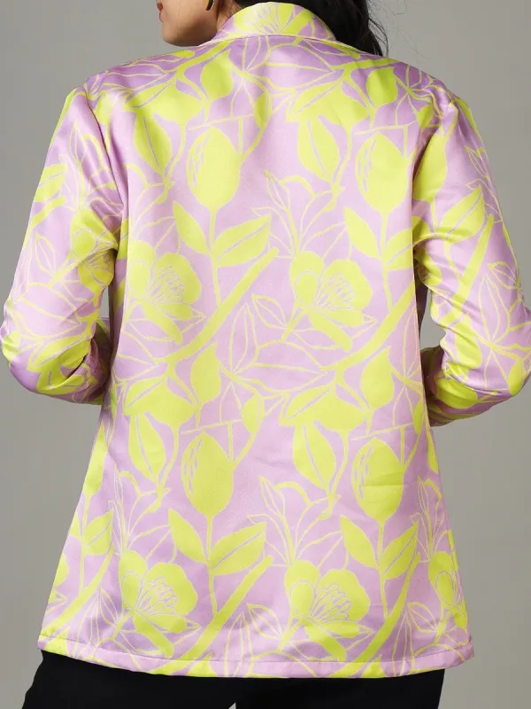 Modern Style Women's Jacket With Vibrant Colors And Splashy Flowers