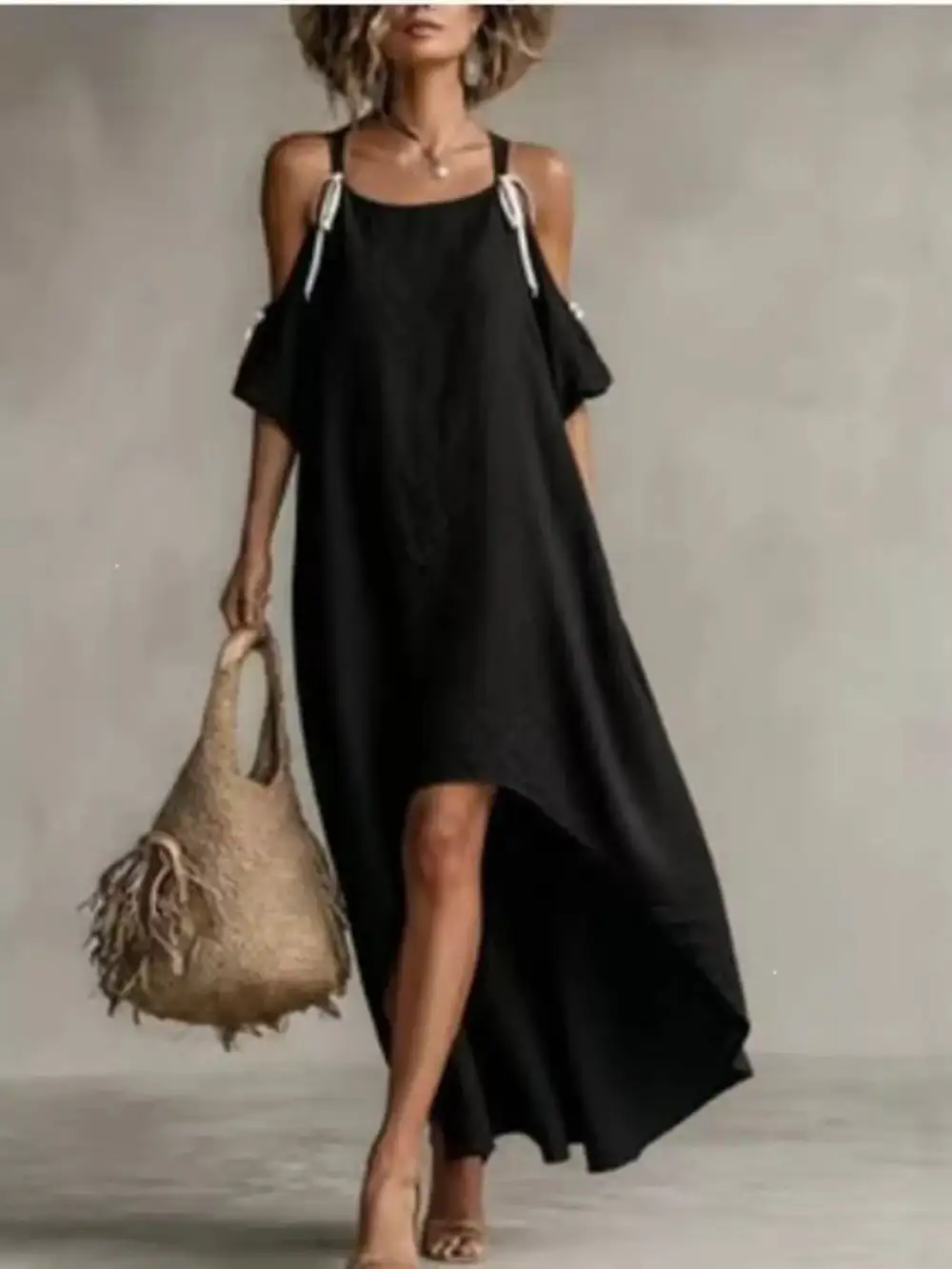 High-Low Cold Shoulder Maxi Dress