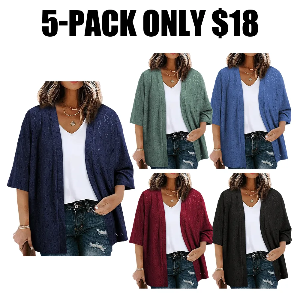 🎉Hot Sale🔥-Women's Plus-Size Cardigan🔥10-Pack - All Colors Included