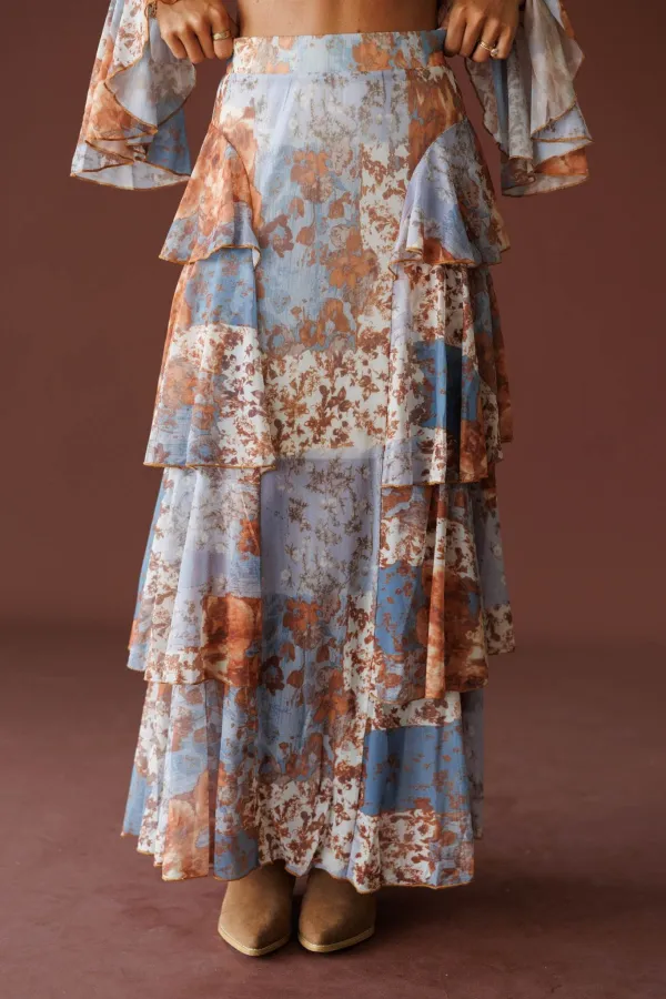 Versatile Mesh Floral Maxi Skirt