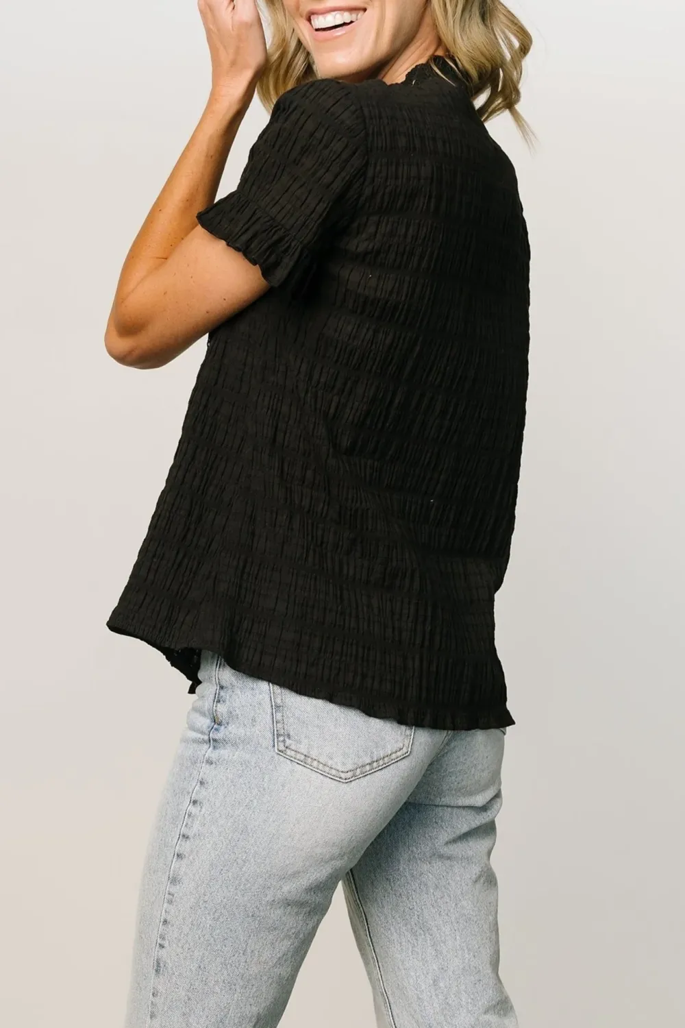 Simple Texture With Lotus Leaf Edge Shirt