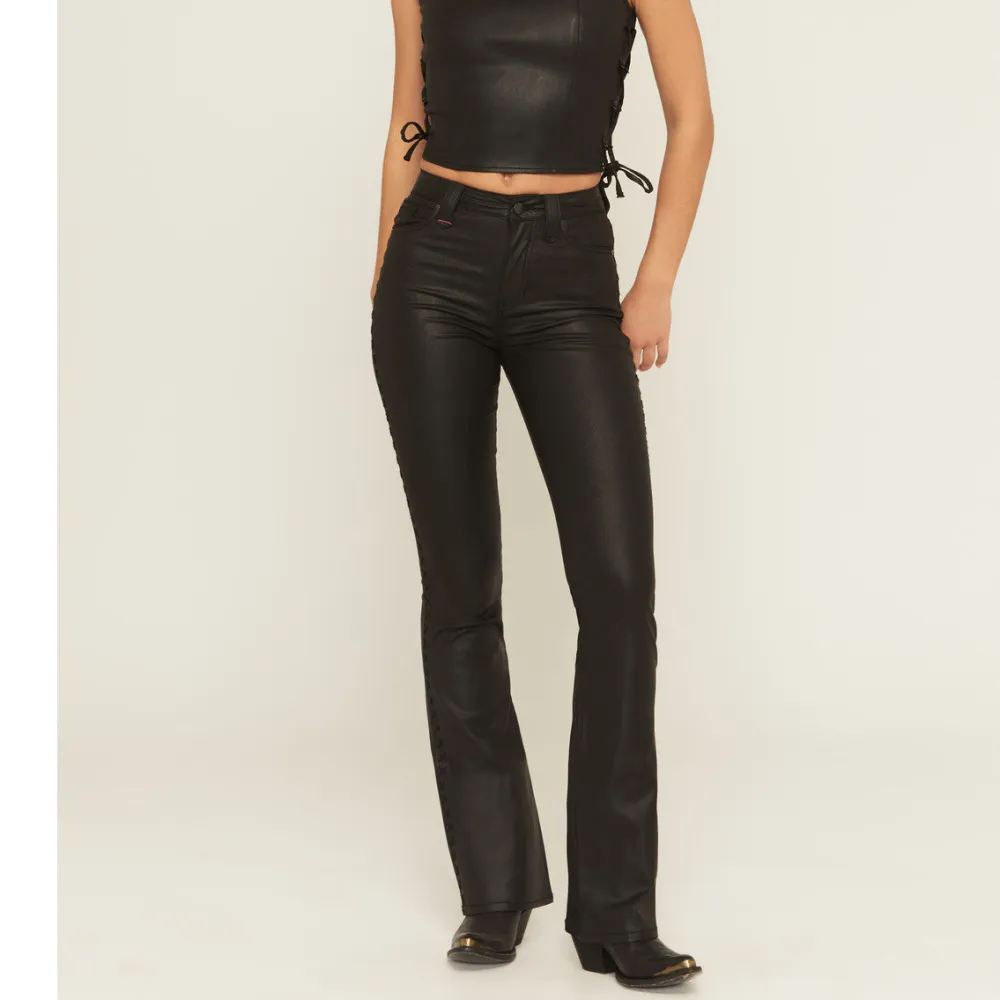 Modern High Rise Bootcut Stretch Denim Coated Jeans