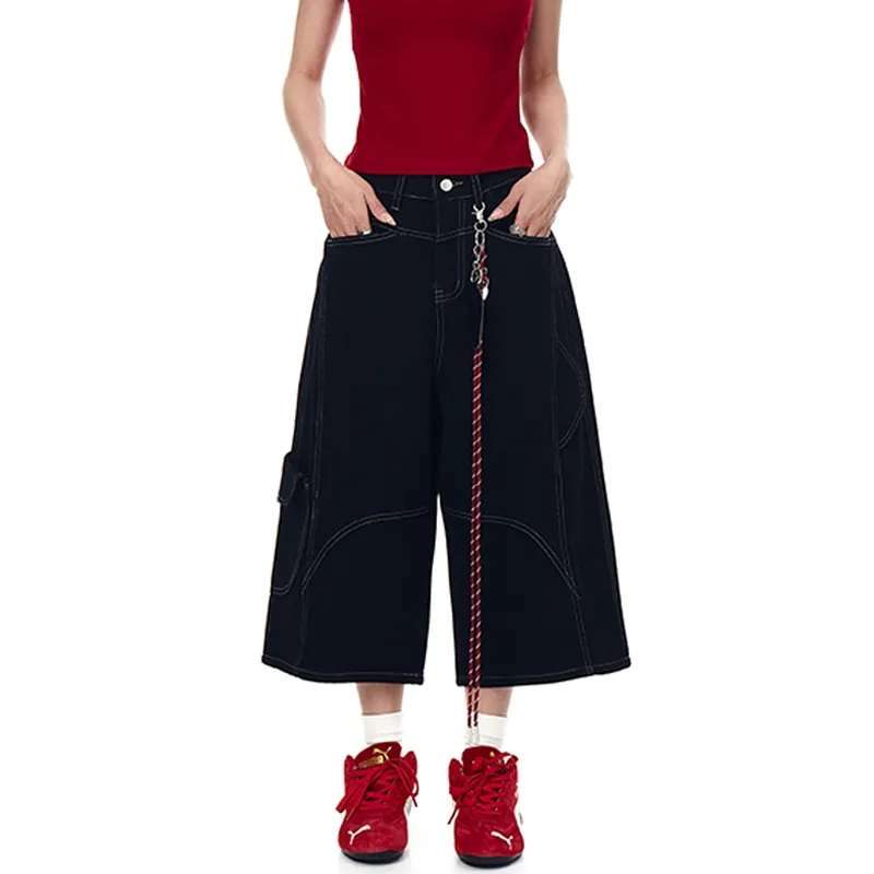 Sport Inspired Everyday Relaxed Denim Shorts