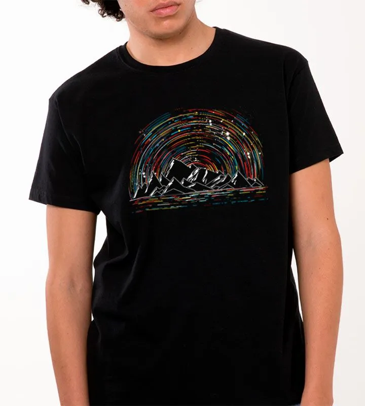 Neon Outdoors Pattern Black T-Shirt