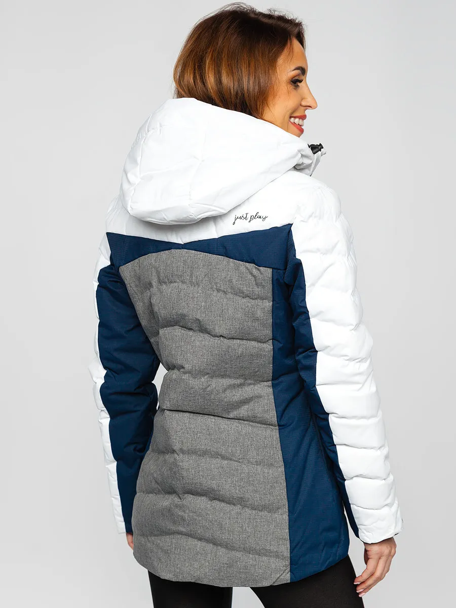 White women's winter jacket with hood