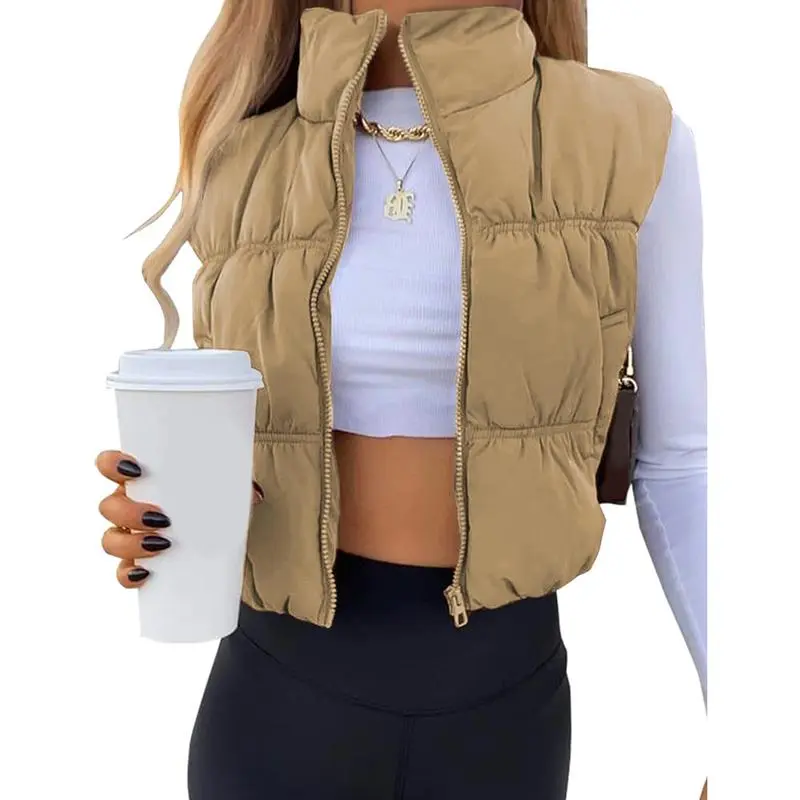 ⭐ Women’s Sleeveless Puffer Vest – Trendy, Cozy & Perfect for Layering  Zip-Up | Stand Collar | Cropped Fit | Lightweight Warmth