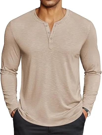 🧍‍♂️ Men’s Henley Long Sleeve Shirt – Lightweight, Soft & Everyday-Ready