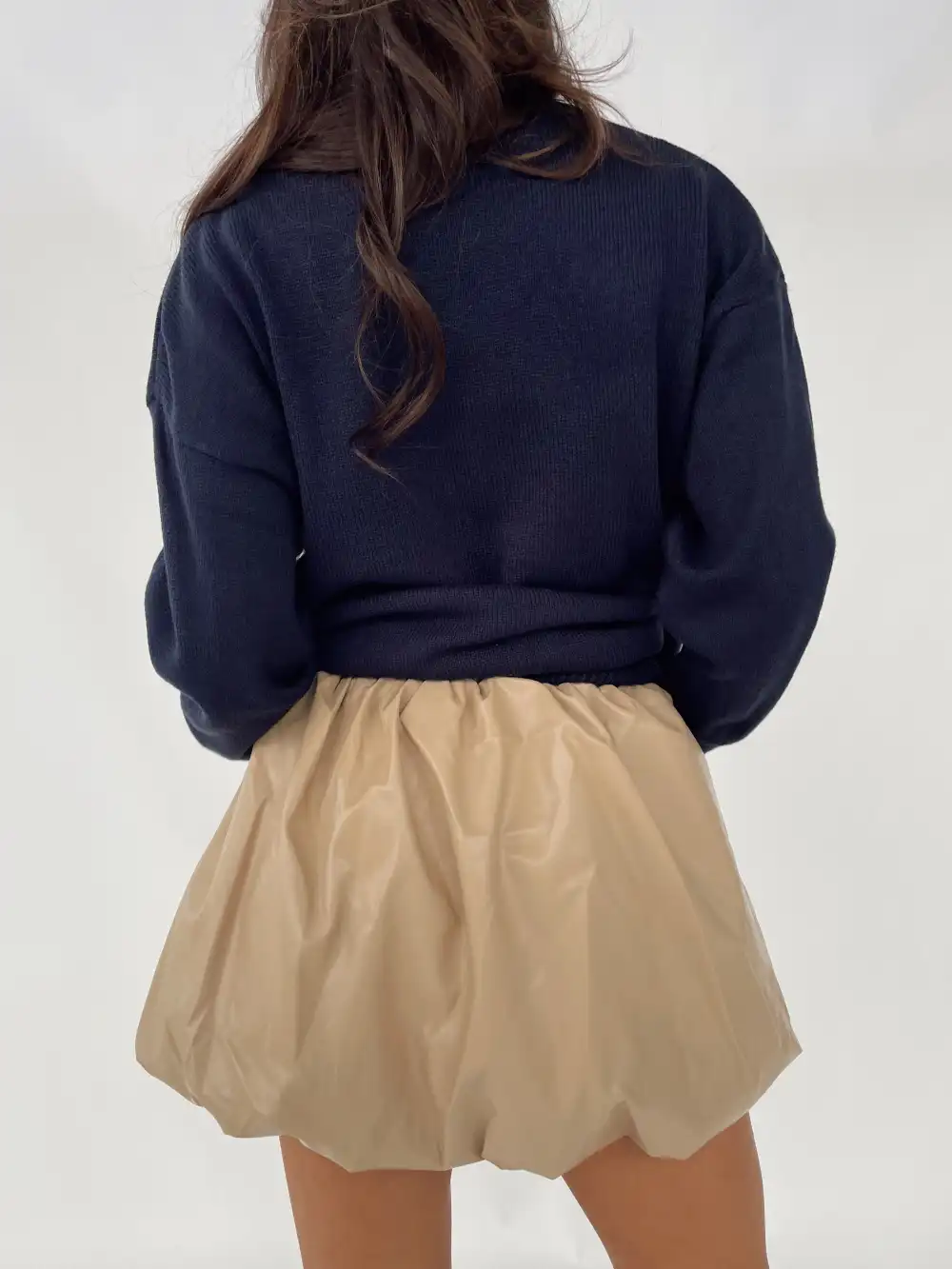 Faux Leather Elastic Waist Skirt