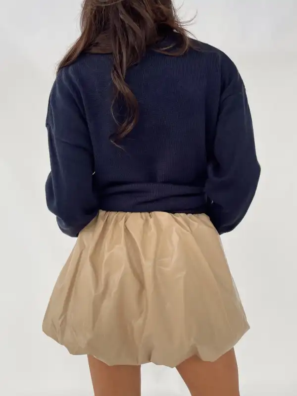 Faux Leather Elastic Waist Skirt