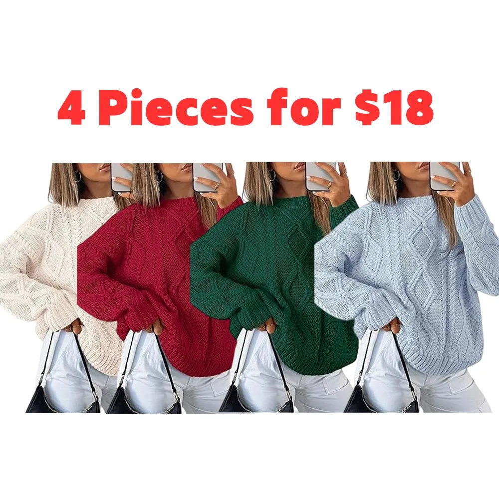 🔥Last day promotion⏰Women's 2025 Fashion Casual Striped Knitted Round-neck Long-sleeved Sweater