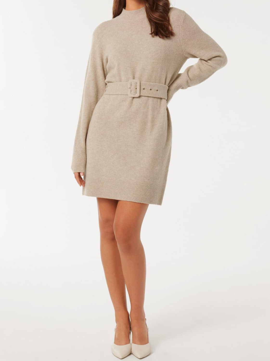 Belted Mini Knit Dress