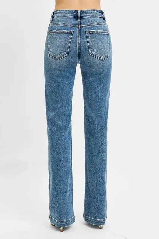 Distressed Detail Bootcut Plus Denim Jeans