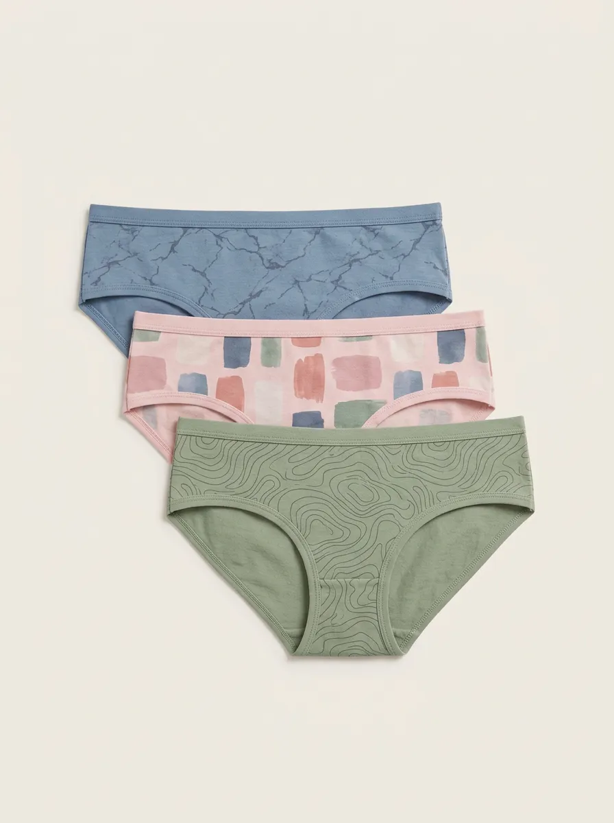 Women's Abstract Marble Geometric Print 3-Pack Briefs