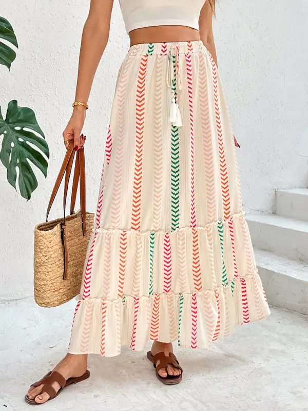 Casual Printed Pocket Detail Skirt