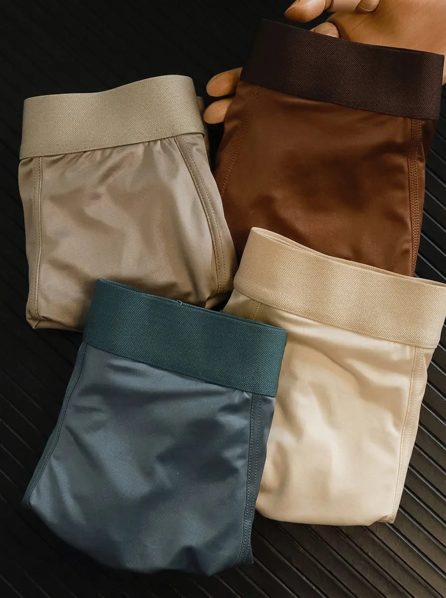 Active Solid Waistband Detail Daily Wear Men's Four Pack Boxer Briefs