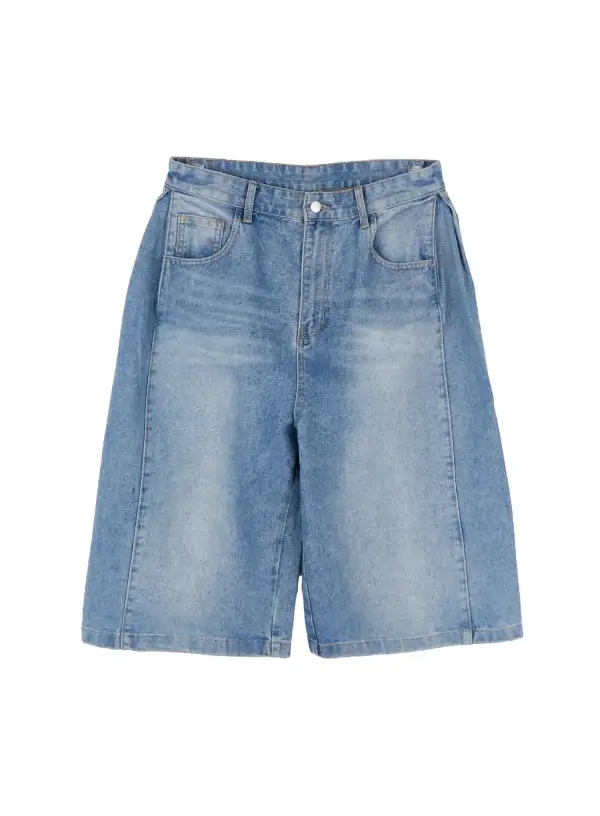Men's Loose-Fit Wide Leg Denim Bermuda Shorts