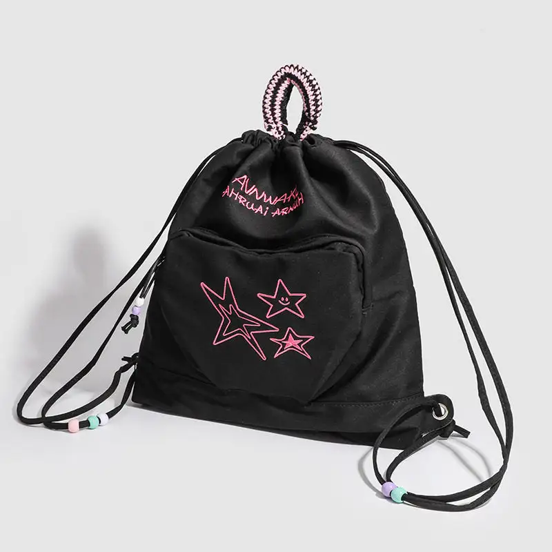 Vintage Cowgirl Canvas Drawstring Backpack for