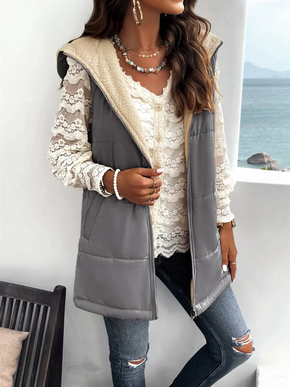 Refined Hooded Puffer Vest