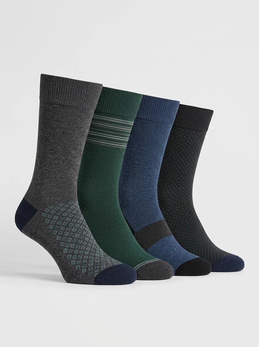 Versatile Geometric Striped Modern Look Men's Four Pair Socks