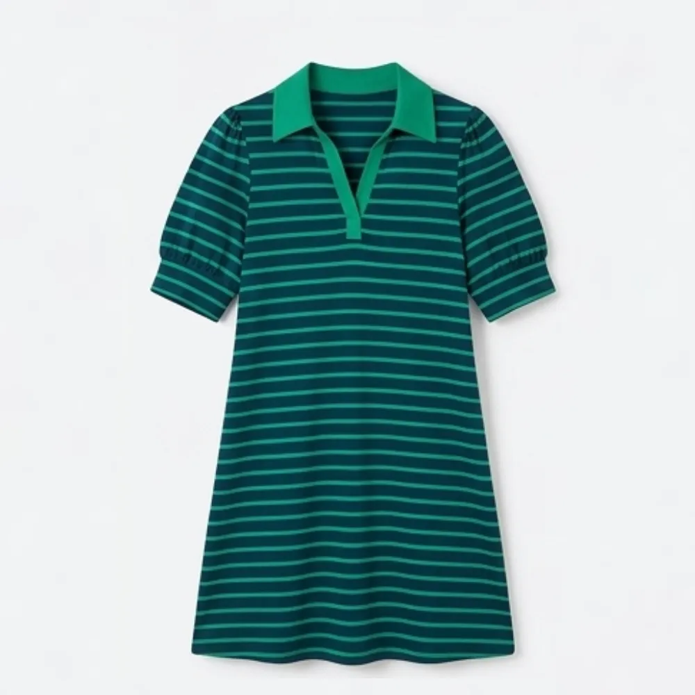 V Neck Striped Flattering Midi Dress