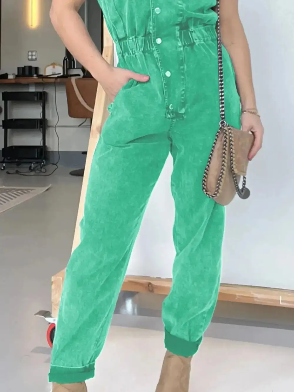 Plus Size Button Front Cap Sleeve Accessory