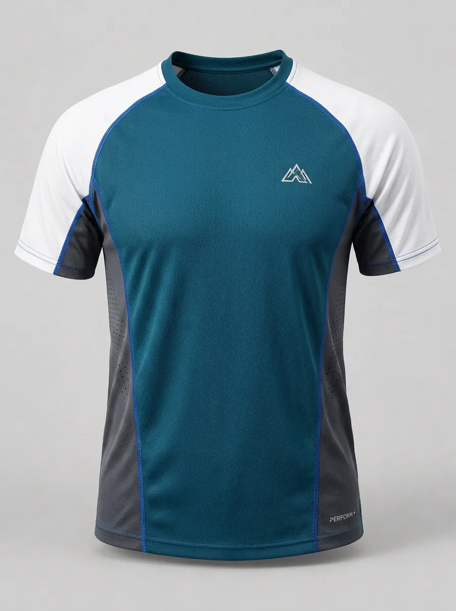 Men's Athletic Sports Mountain Logo Printed Breathable T-shirt