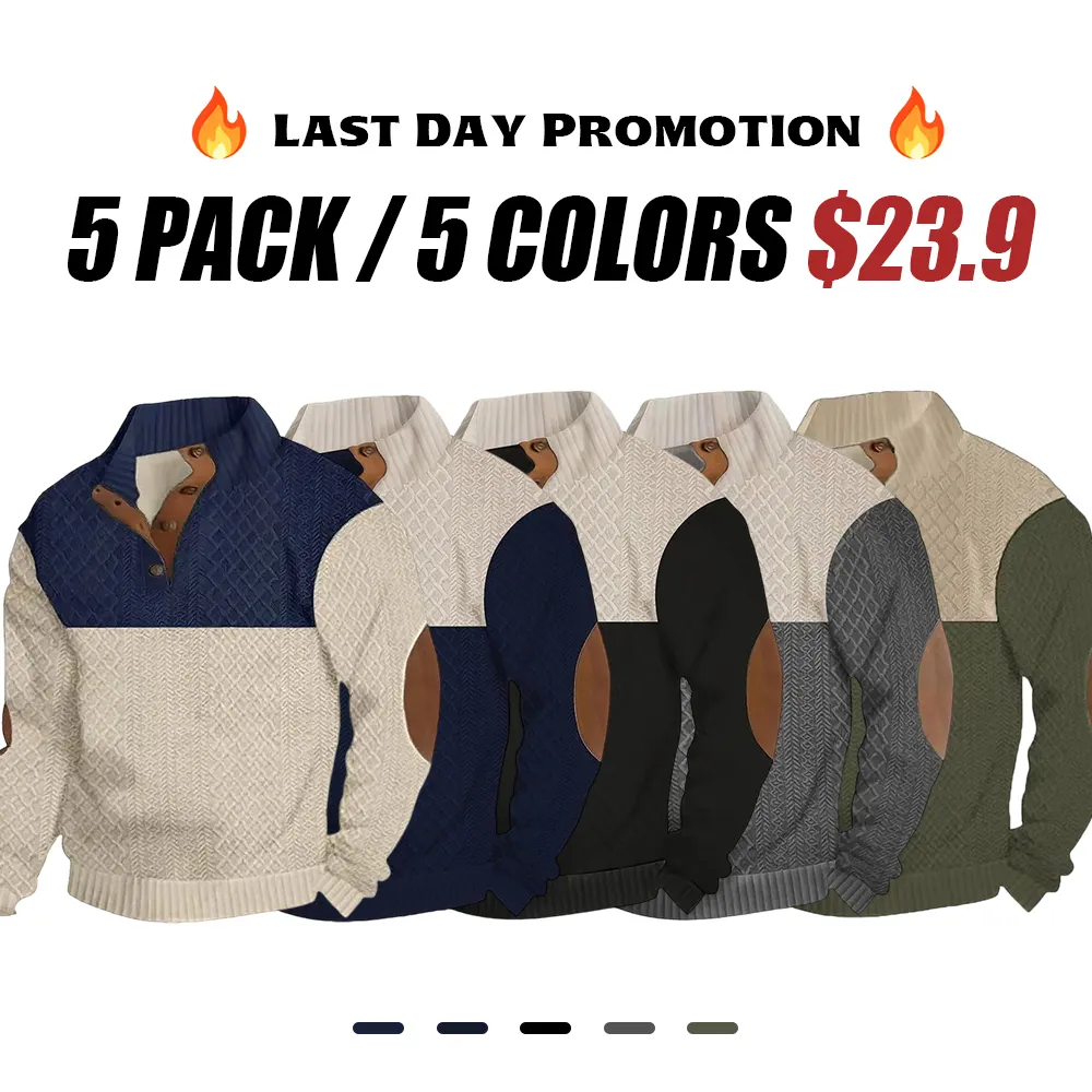 70%  OFF !! Men's Colorblock Button-Neck Sweater
