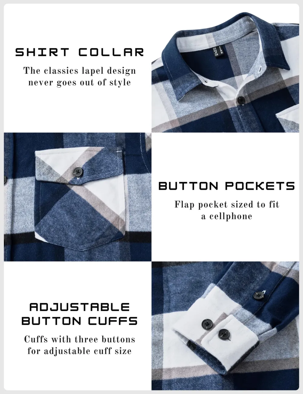Men's Flannel Shirts Brushed Fleece Flannel Shirts Jacket