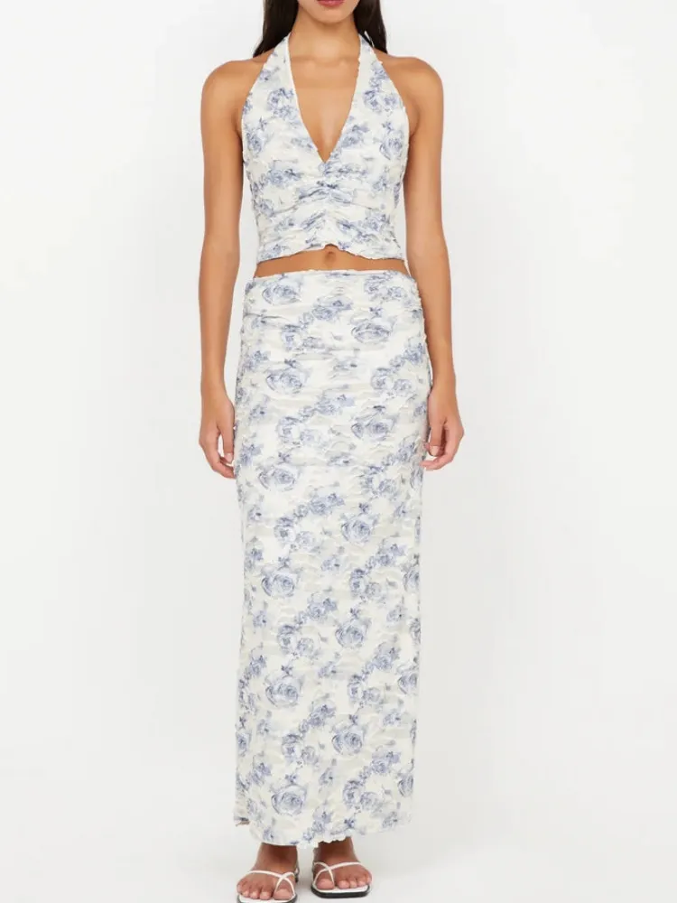 Casual Style Maxi Skirt Porcelain Rose