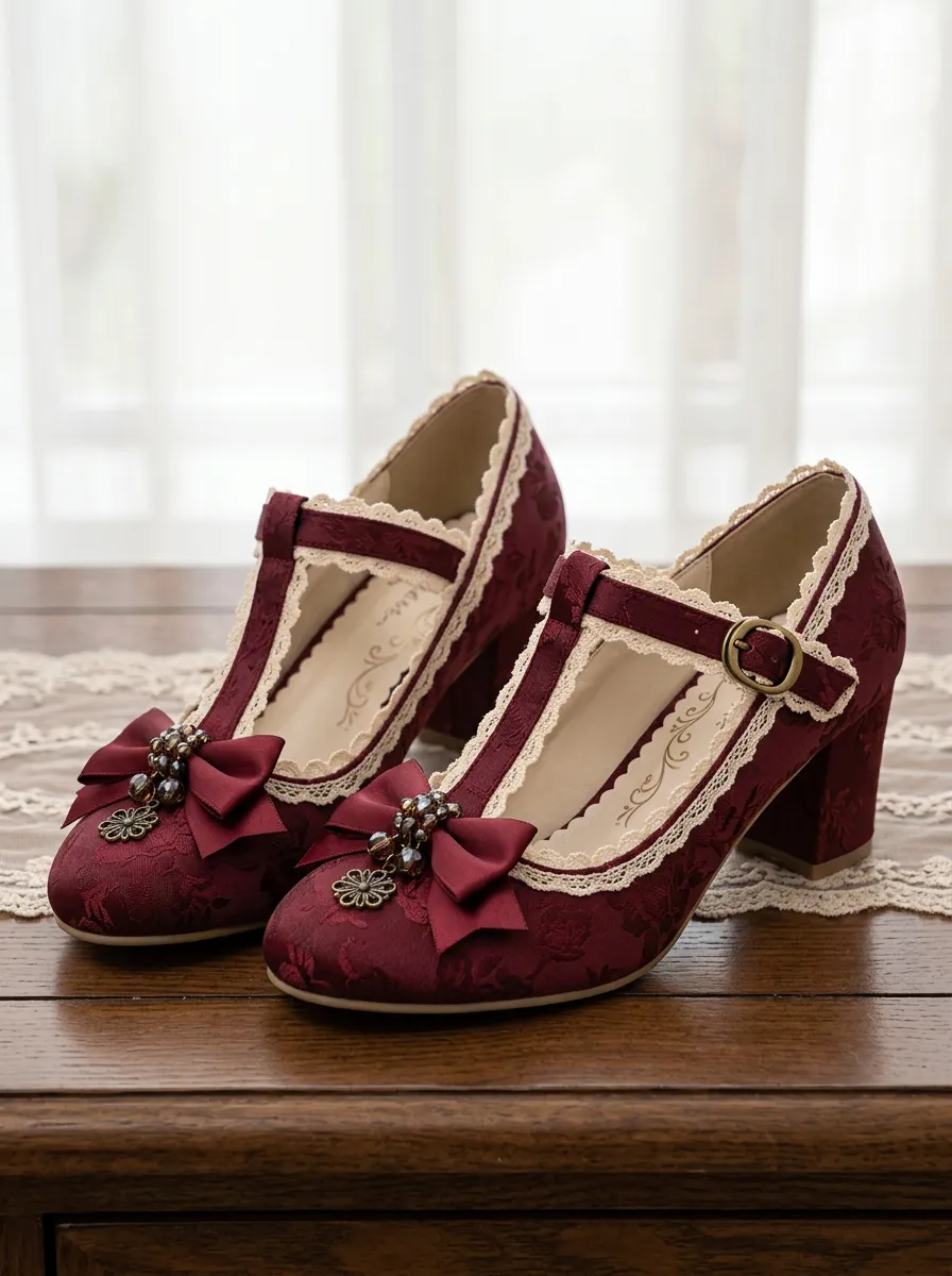 Mary Jane Lace Bow Women's Bavarian Occasion Heels