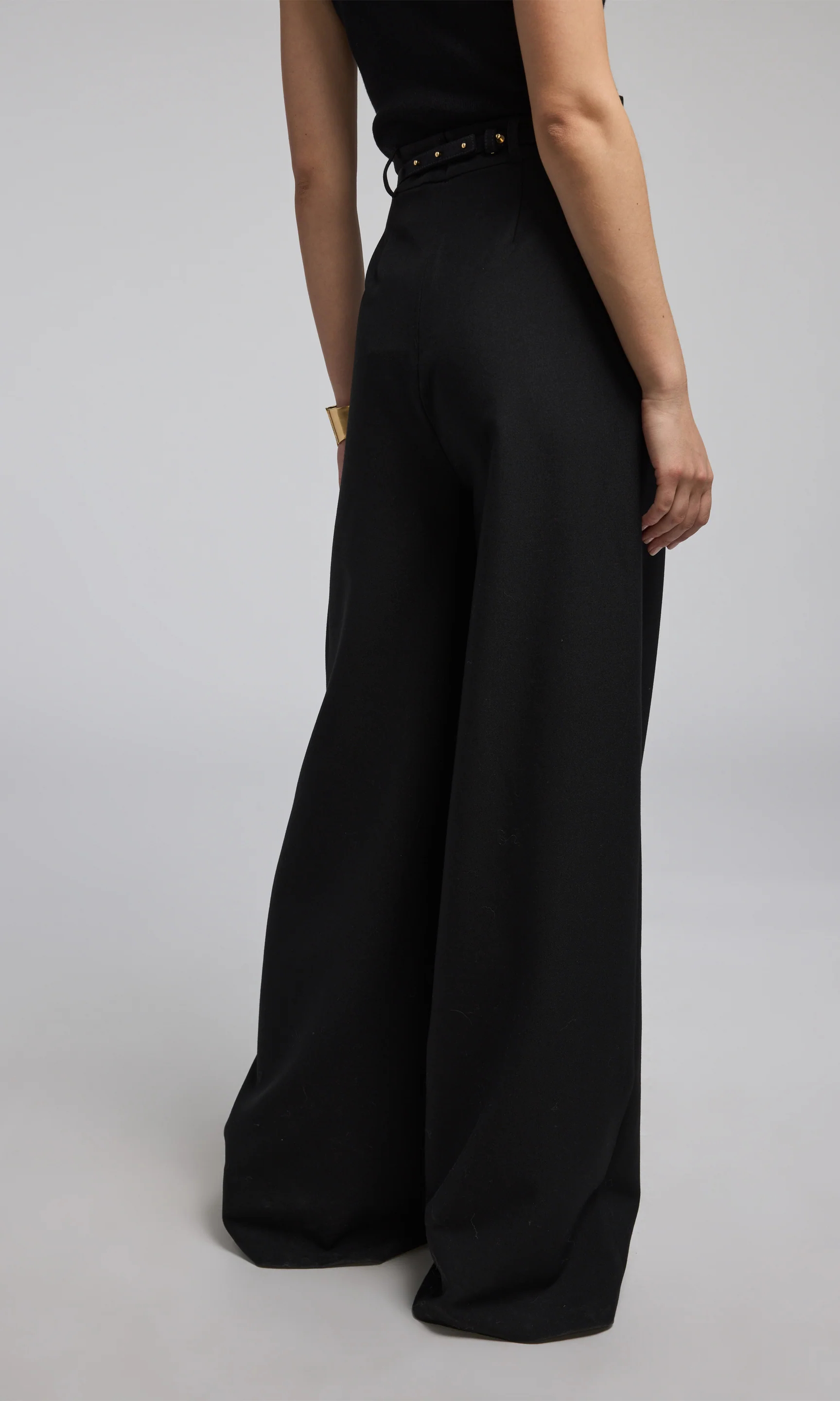 Black Drop Button Wide Leg Trousers