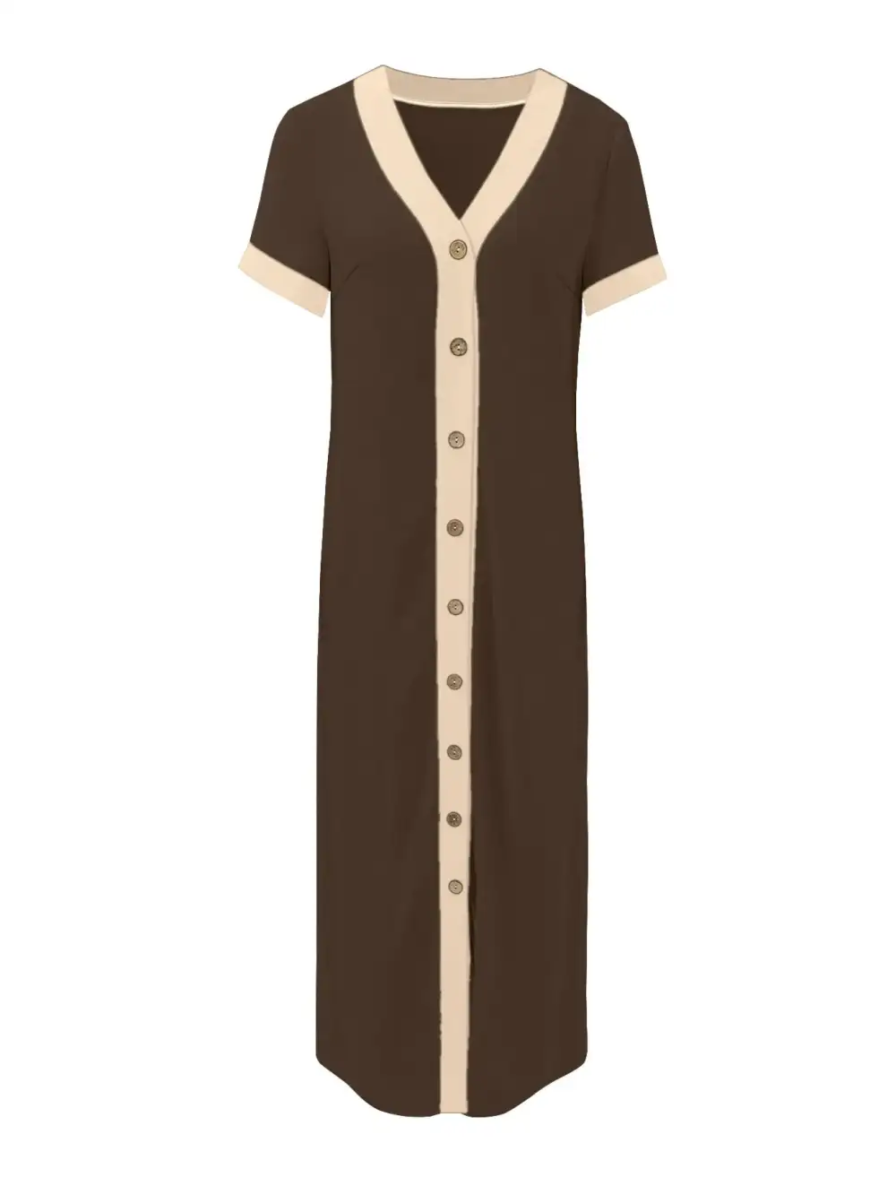 Smooth Finish Button Front Midi Dress